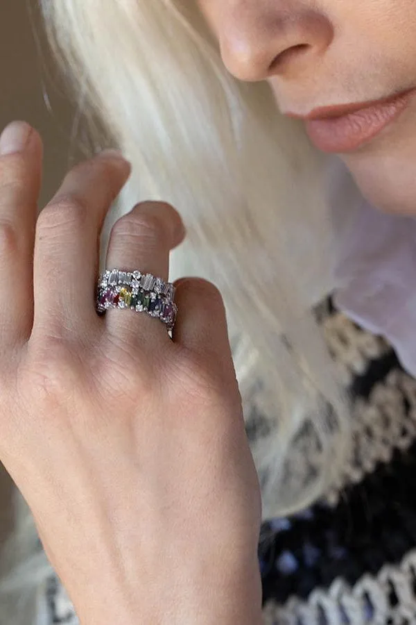 Alaia Rainbow Sapphire Eternity Band - White Gold