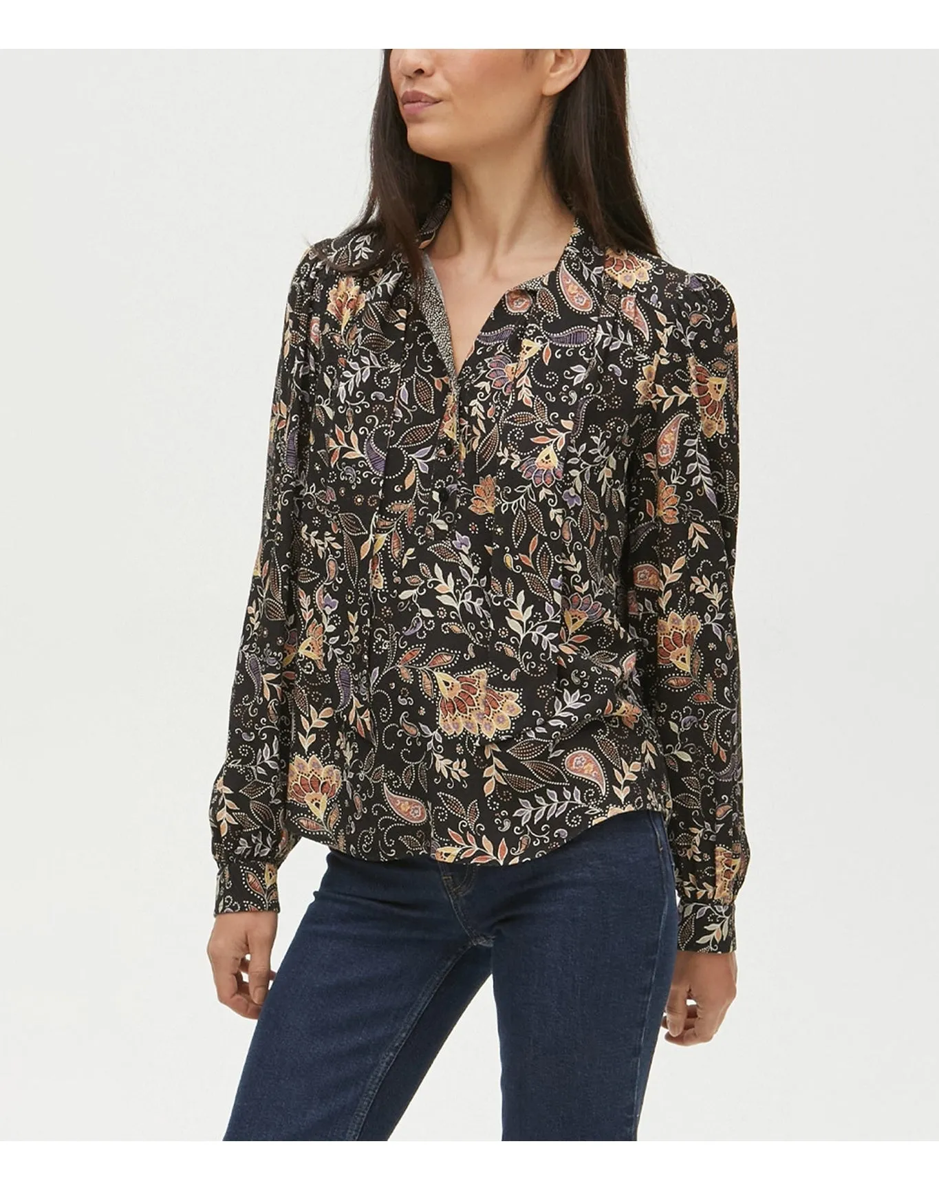 Alexei Paisley Tie Neck Top | Black Combo MICHAEL STARS