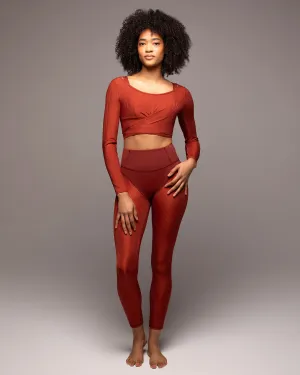 Ambient Ribbed Wrap Top | Terracotta MICHI