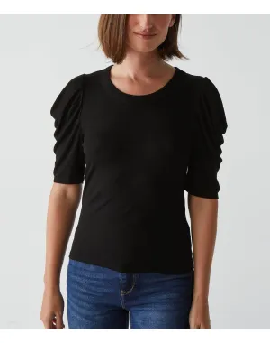 Andrea Pleated Sleeve Top | Black MICHAEL STARS