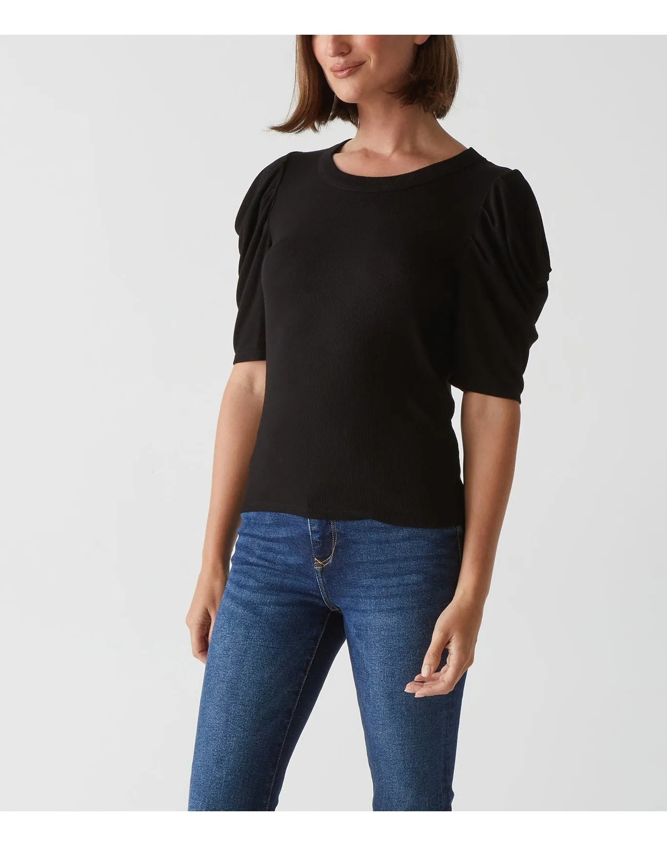 Andrea Pleated Sleeve Top | Black MICHAEL STARS