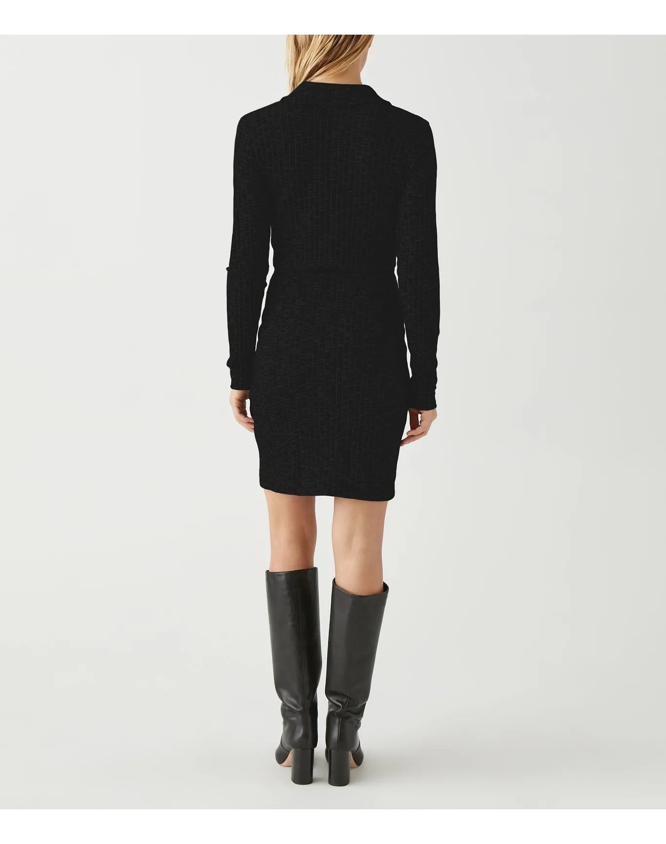 Annalise Ribbed Twist Front Dress | Black Marl MICHAEL STARS