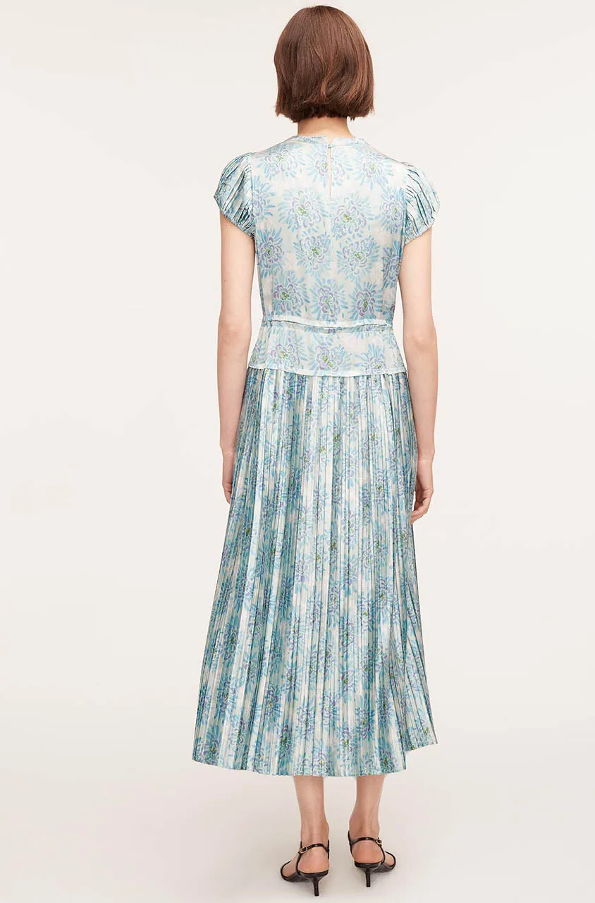 Astera Fleur Pleated Puffed Sleeve Dress | Astera Fleur Turquoise Combo REBECCA TAYLOR