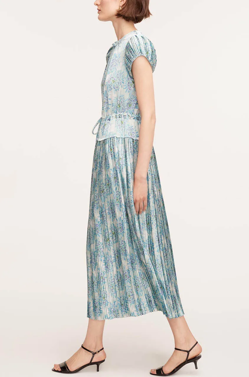 Astera Fleur Pleated Puffed Sleeve Dress | Astera Fleur Turquoise Combo REBECCA TAYLOR