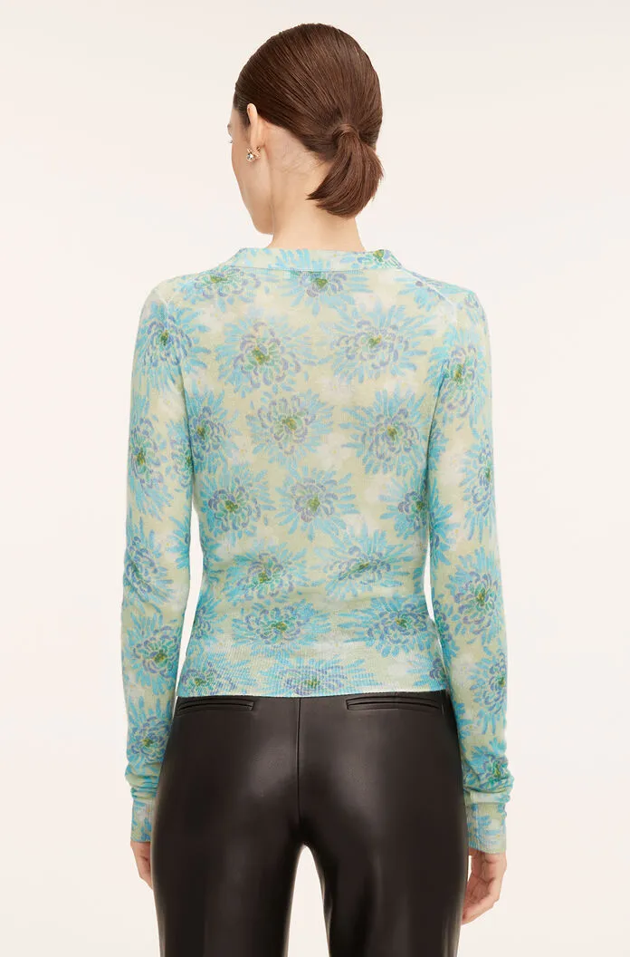Astera Fleur Ruched Cardigan | Astera Fleur Turquoise Combo REBECCA TAYLOR