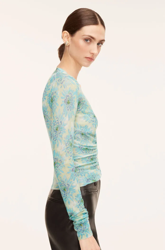 Astera Fleur Ruched Cardigan | Astera Fleur Turquoise Combo REBECCA TAYLOR