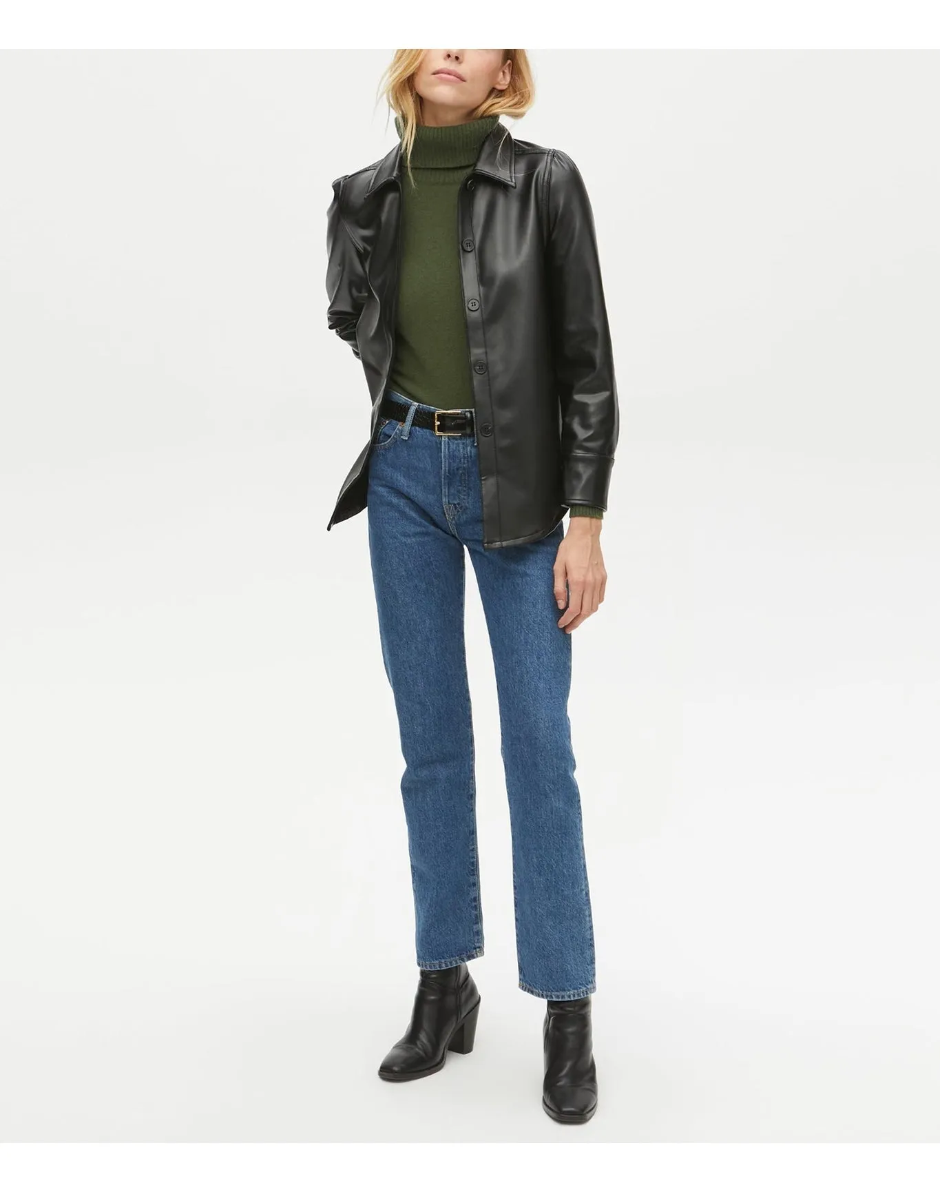 Babe Vegan Leather Shacket | Black MICHAEL STARS
