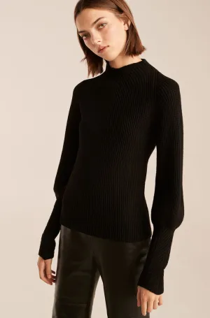 Backless Mock Neck | Black REBECCA TAYLOR