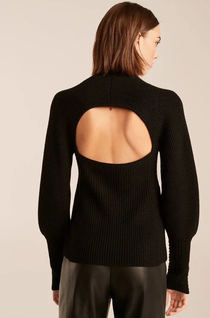Backless Mock Neck | Black REBECCA TAYLOR