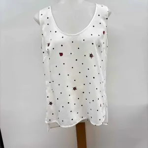 Badgley Mischka Women's Size M Ivory dotted Sleeveless Shirt