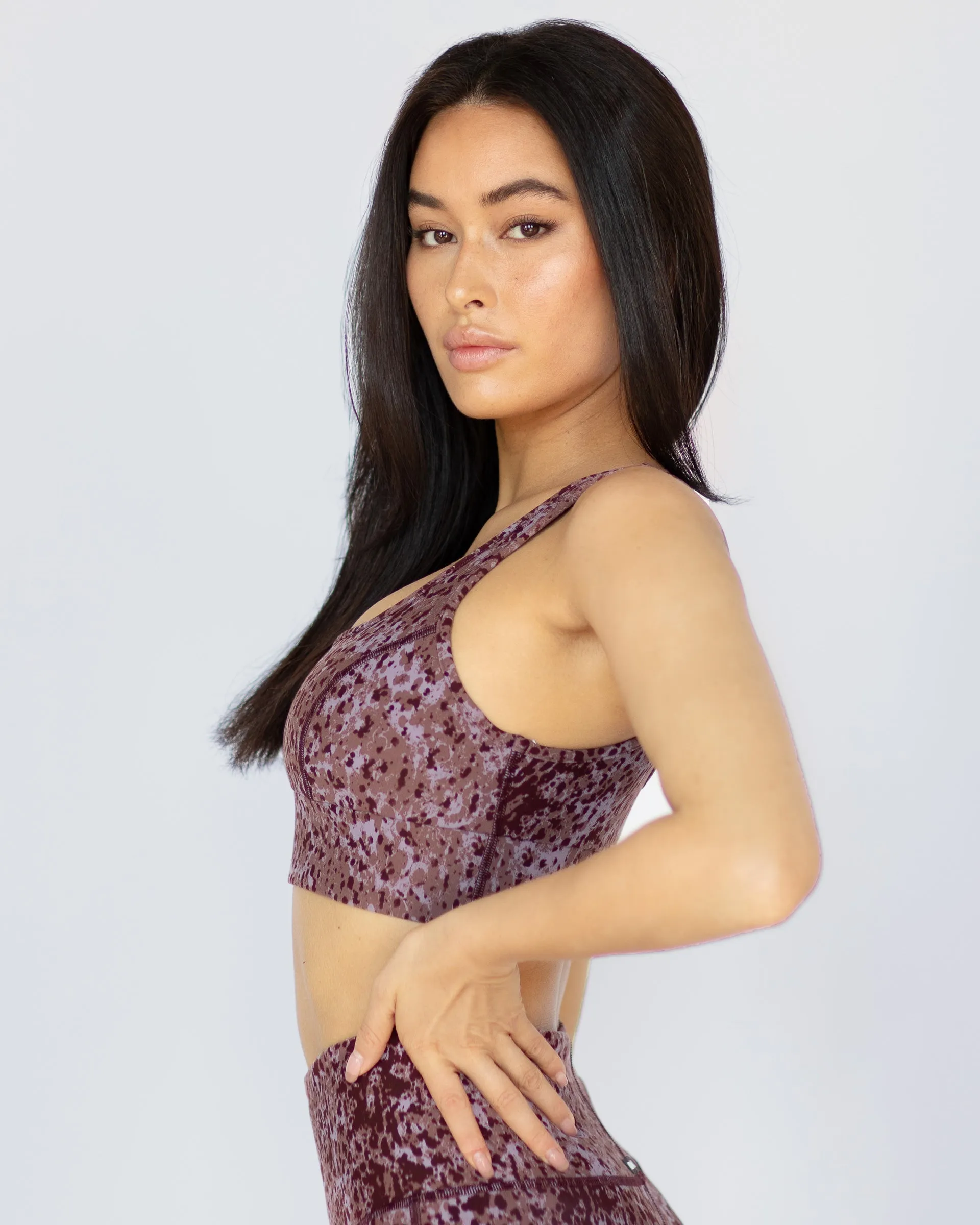Basal Plantae Print Longline Bra | Rosewood MICHI