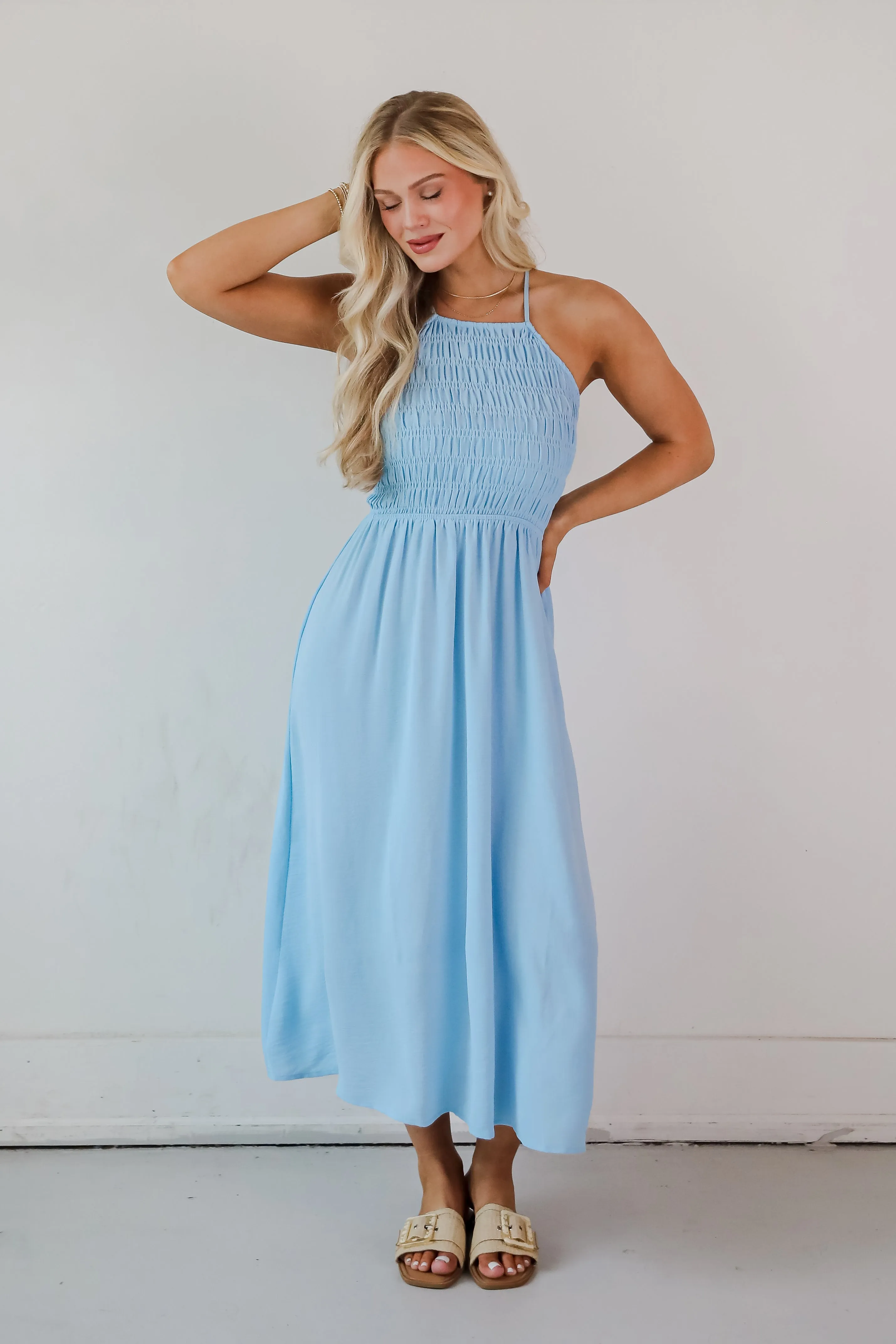Before You Know It Smocked Midi Dress - DU DEAL