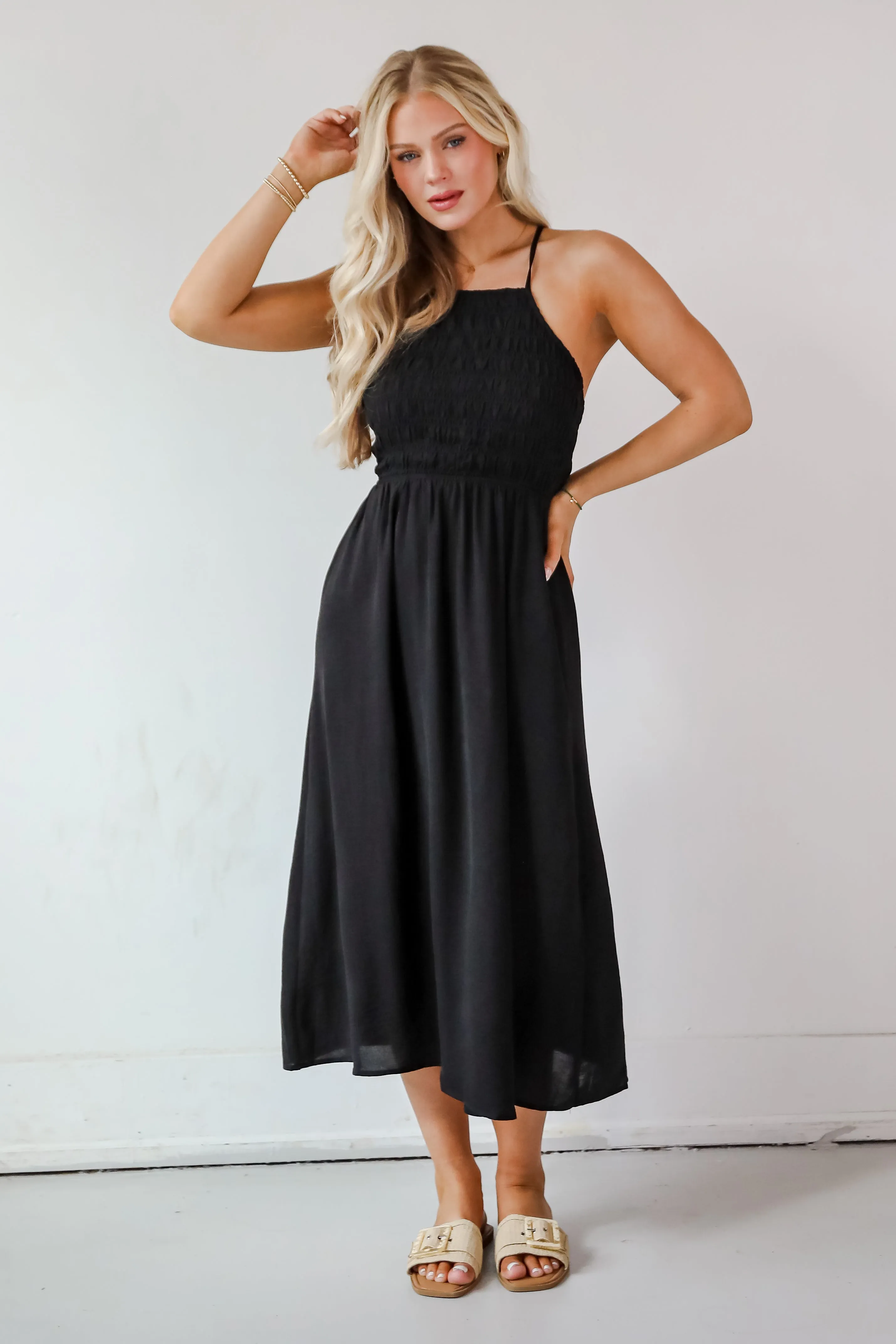 Before You Know It Smocked Midi Dress - DU DEAL