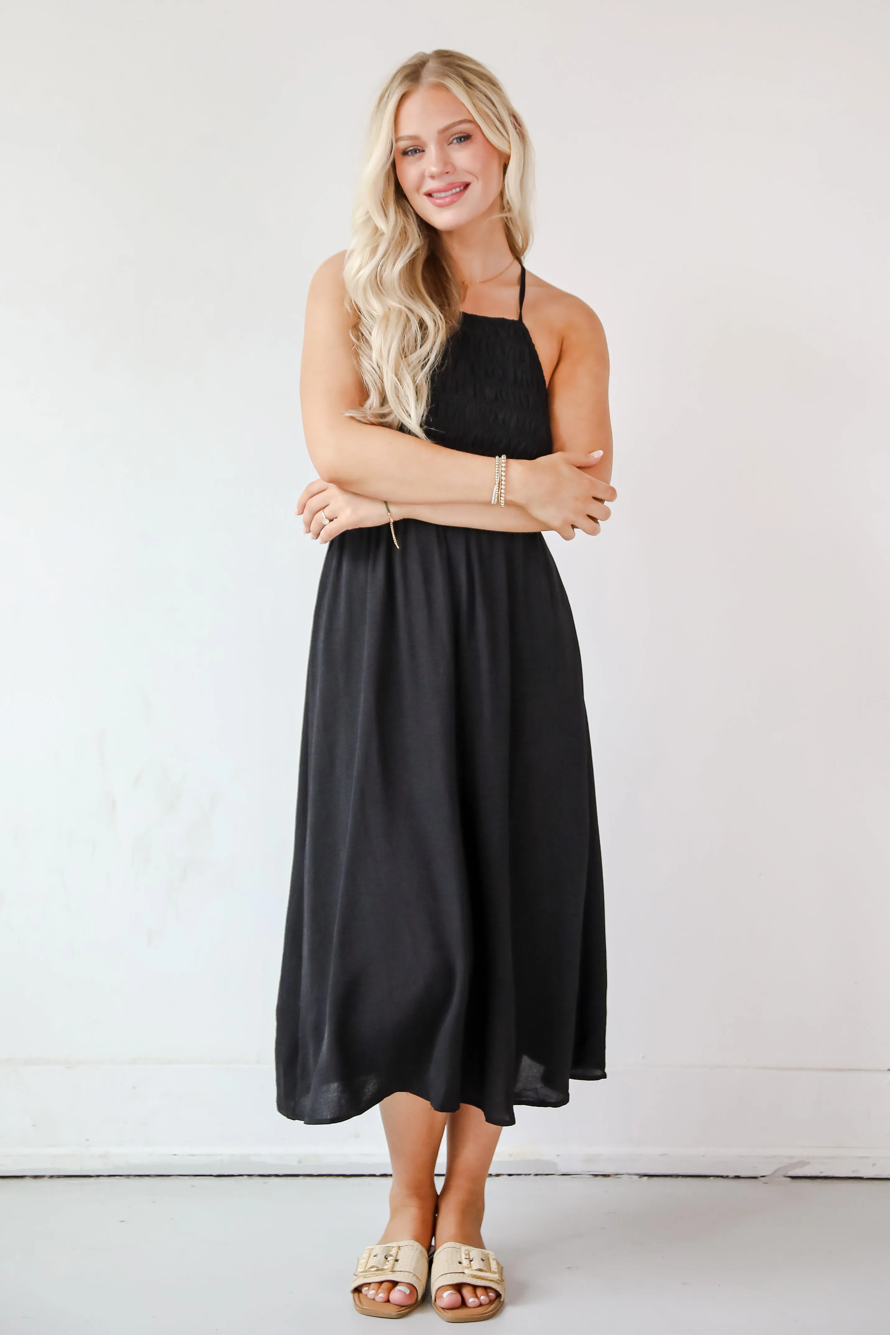 Before You Know It Smocked Midi Dress - DU DEAL