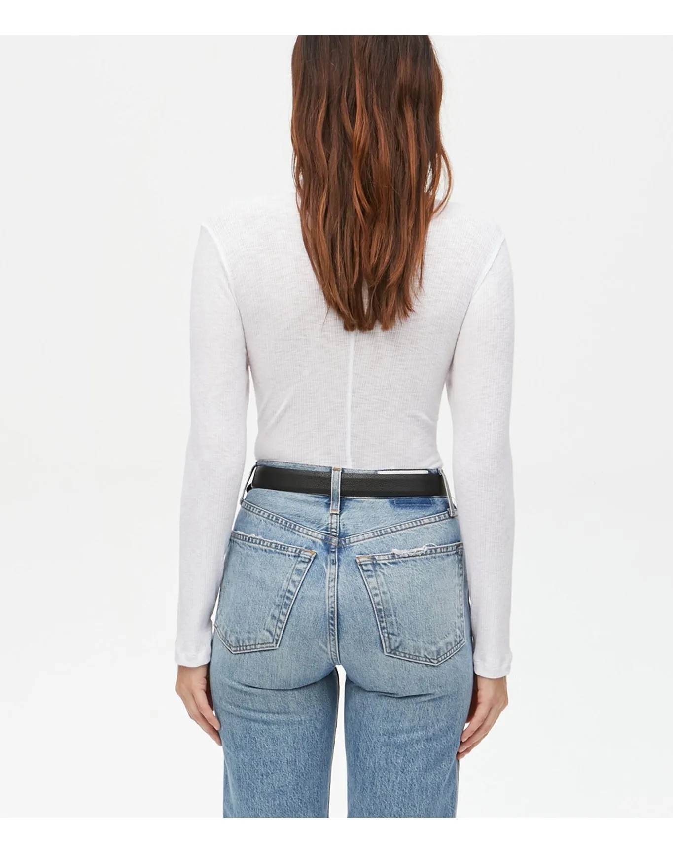 Bell Ribbed Turtleneck Tee | White MICHAEL STARS