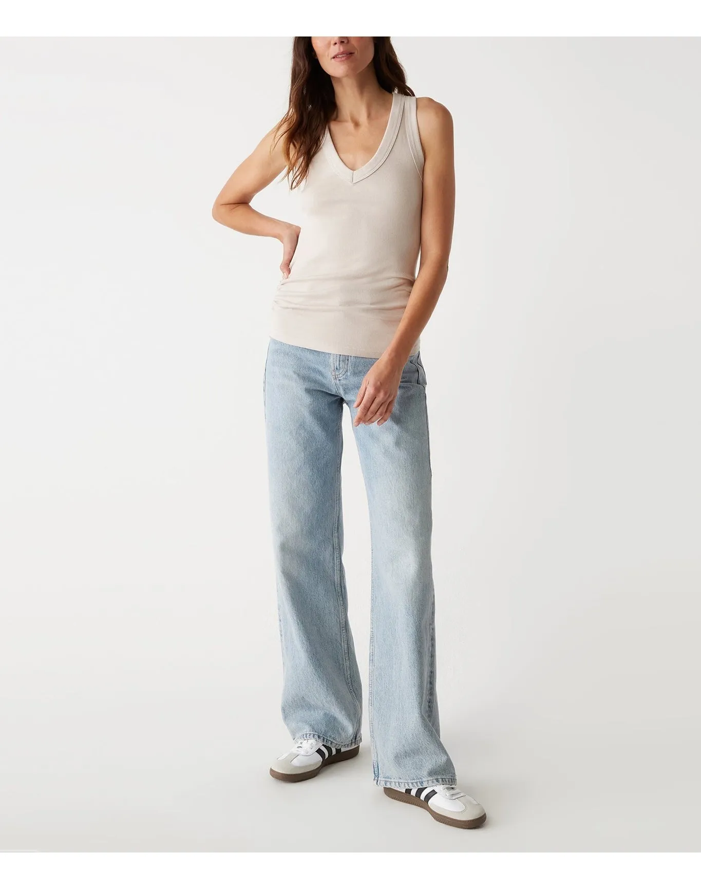 Blanche Ribbed Tank | Cement MICHAEL STARS