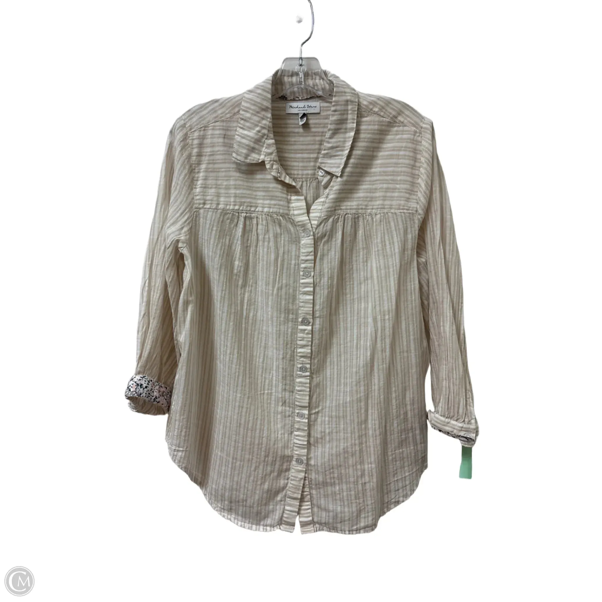 Blouse Long Sleeve By Michael Stars In Cream, Size: M