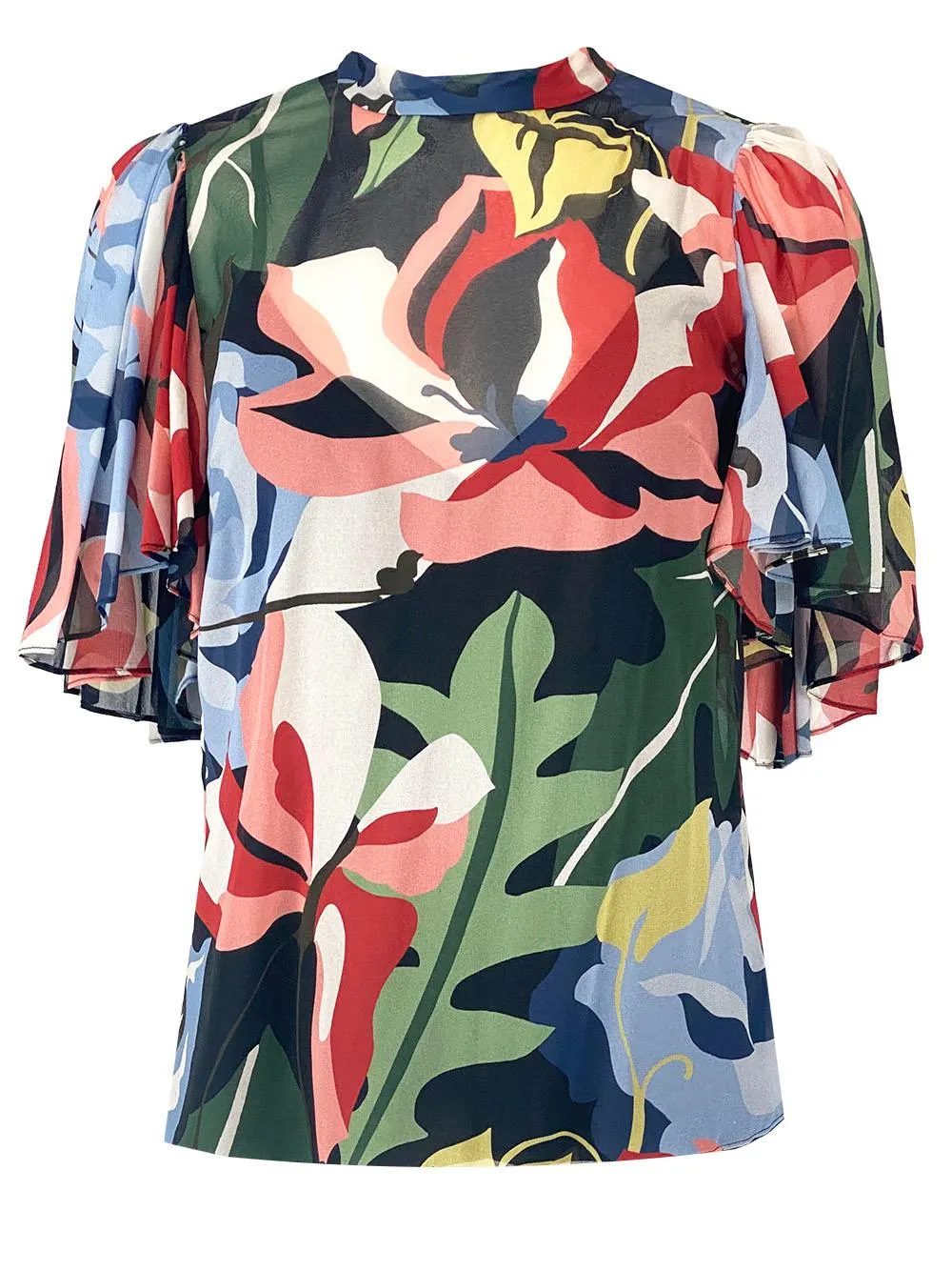 Botanical Garden Mock Neck Blouse | Black Combo REBECCA TAYLOR