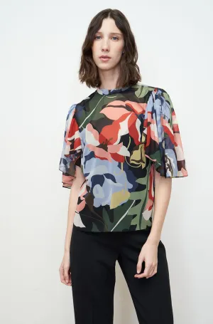 Botanical Garden Mock Neck Blouse | Black Combo REBECCA TAYLOR