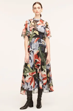 Botanical Garden Silk Flutter Sleeve Dress | Botanical Garden Black Combo REBECCA TAYLOR