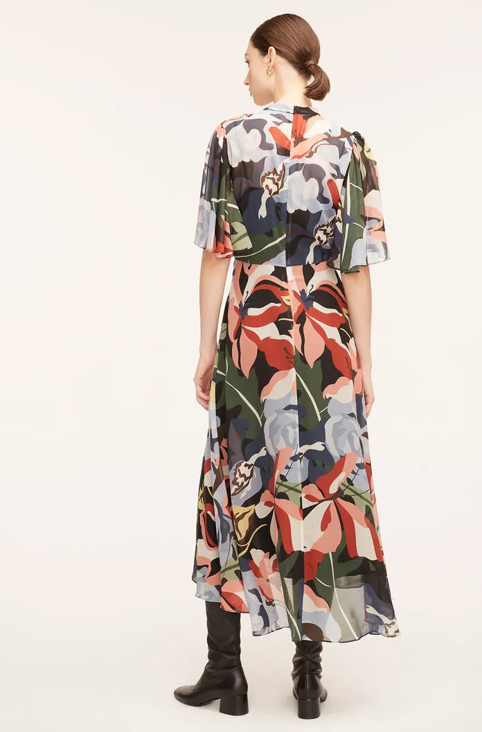 Botanical Garden Silk Flutter Sleeve Dress | Botanical Garden Black Combo REBECCA TAYLOR
