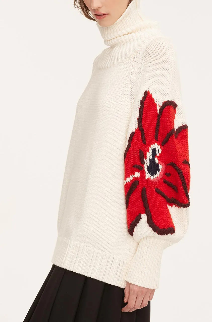 Botanical Intarsia Turtleneck | Strawberry Combo REBECCA TAYLOR