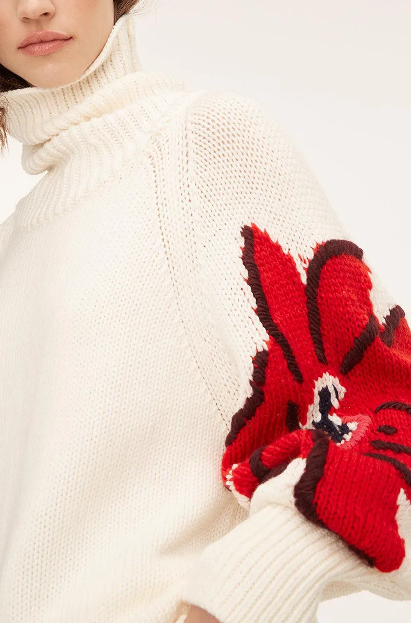 Botanical Intarsia Turtleneck | Strawberry Combo REBECCA TAYLOR