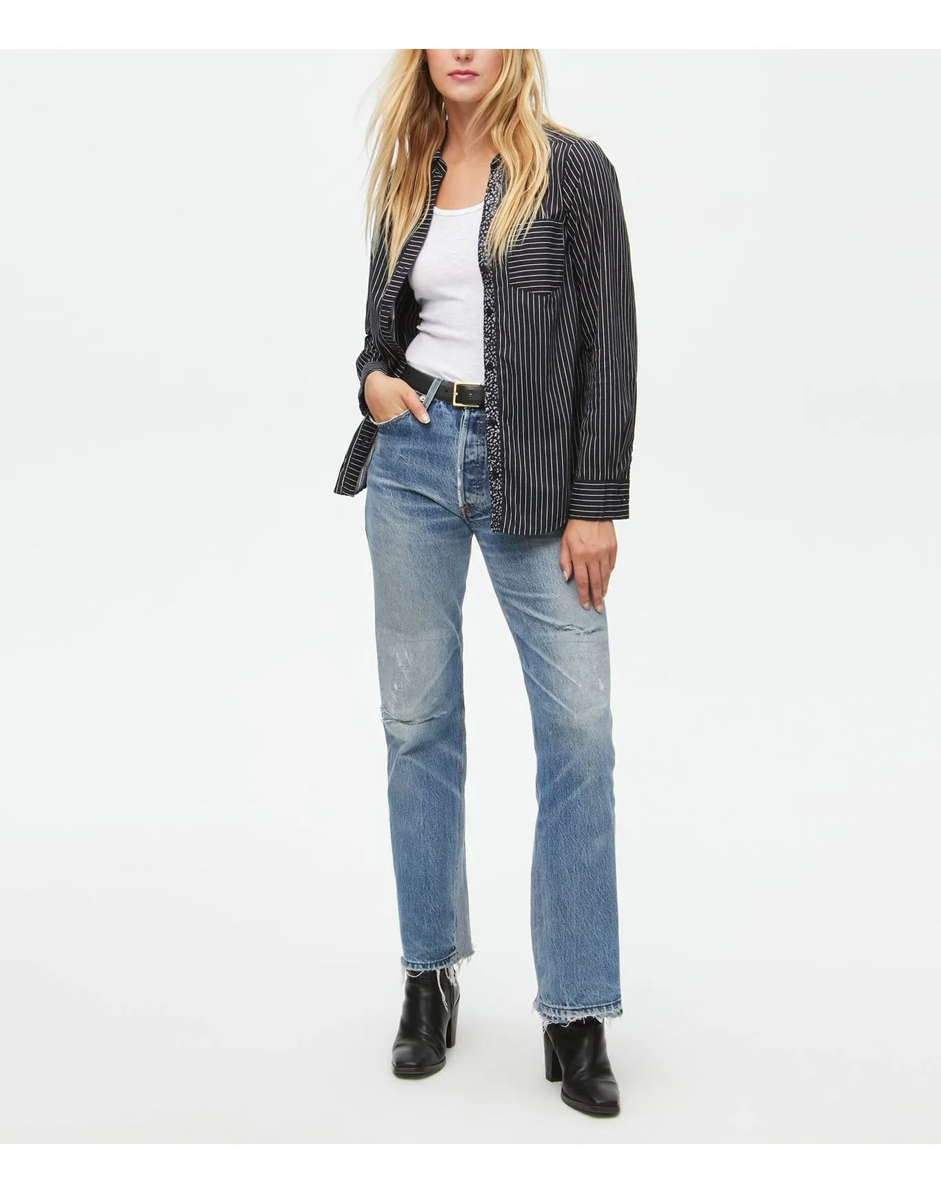 Cam Striped Button Down Shirt | Black Combo MICHAEL STARS