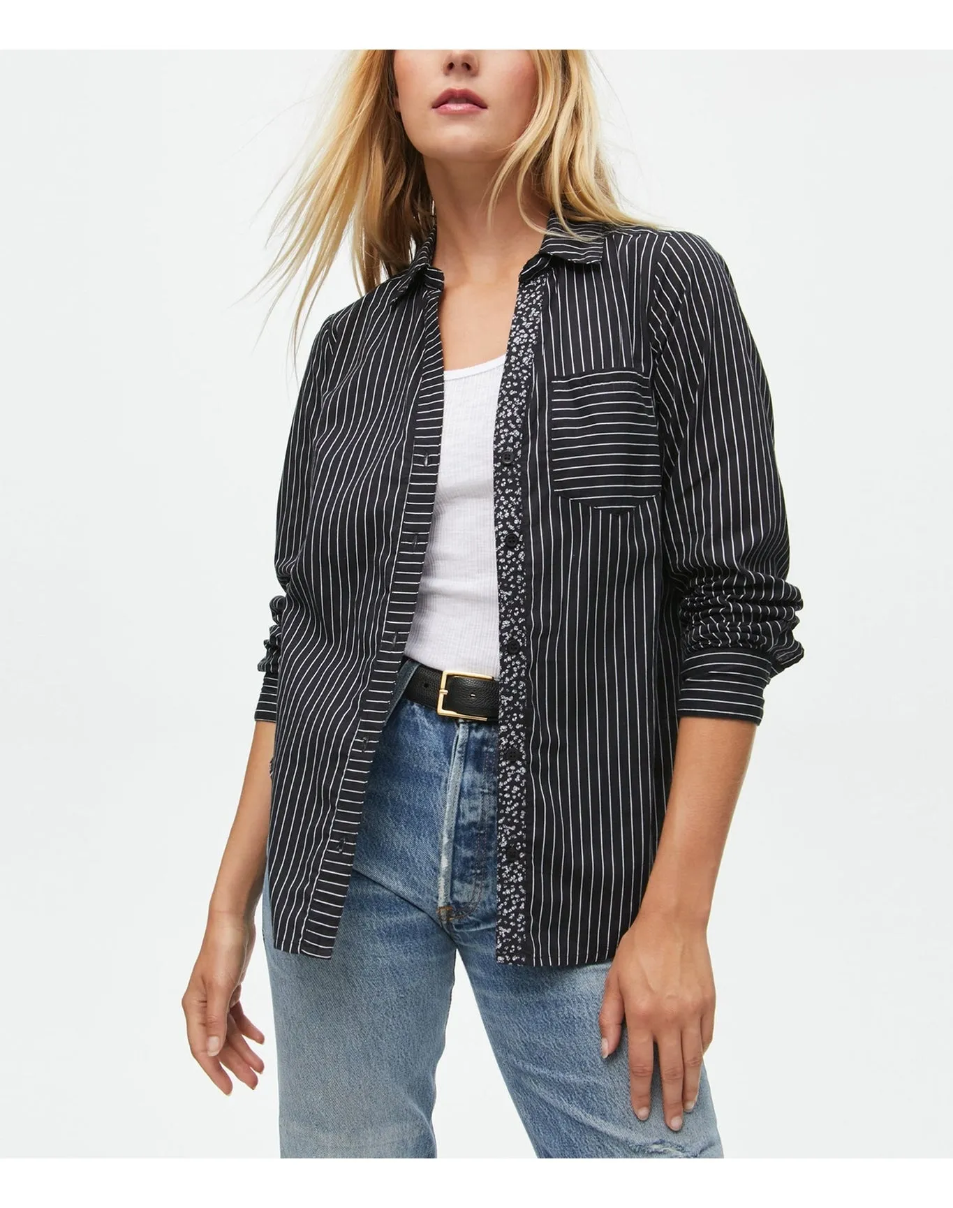 Cam Striped Button Down Shirt | Black Combo MICHAEL STARS