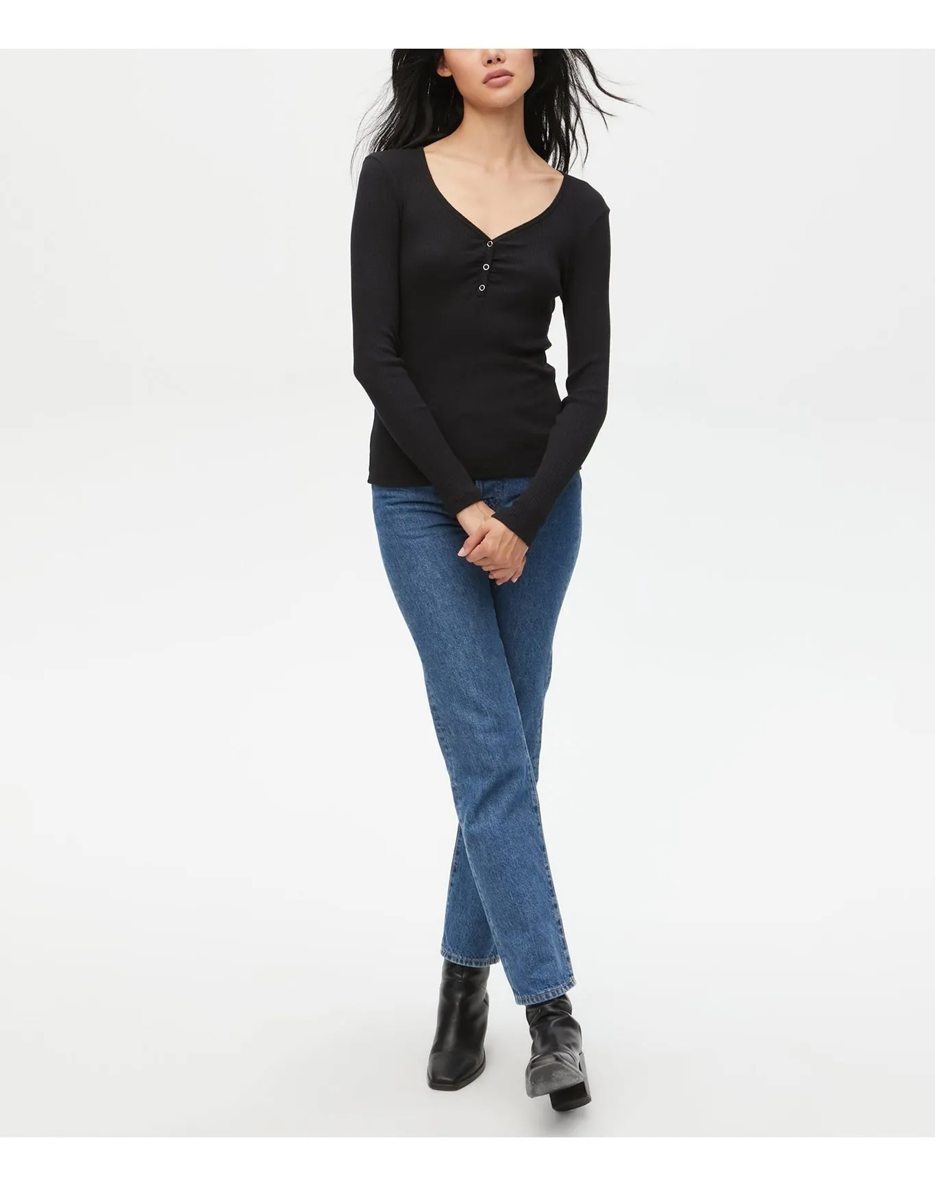 Casey Ribbed Henley Tee | Black MICHAEL STARS