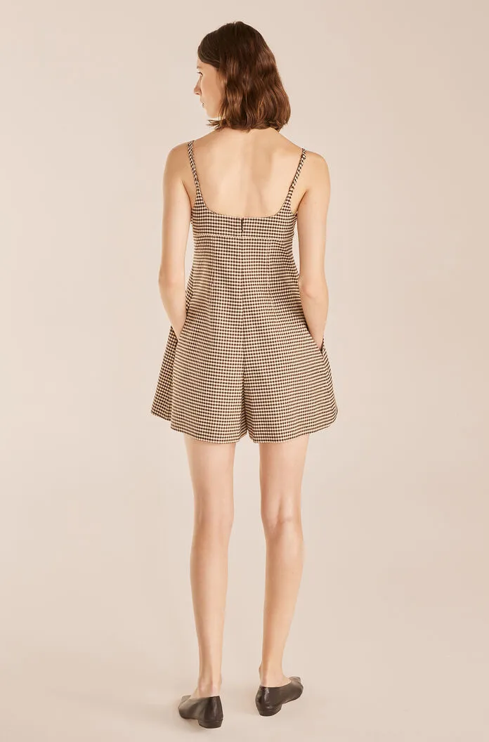 Check Romper | Spring Check Espresso Combo REBECCA TAYLOR