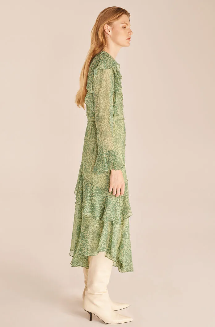 Chiffon Shirt Dress | Guipure Forest Green Combo REBECCA TAYLOR