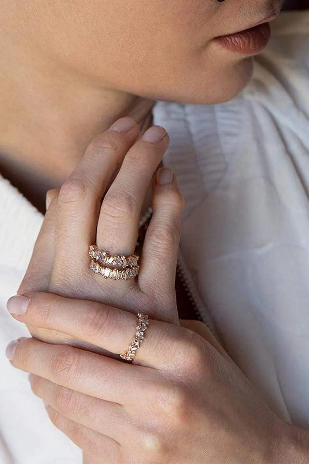 Classic Diamond Half Band Ring - Rose Gold