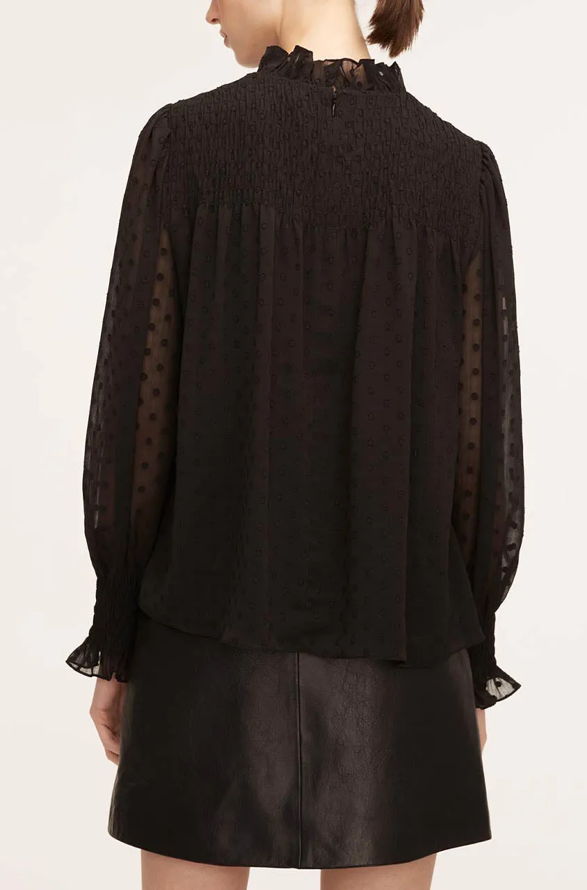 Clip Dot Blouse | Black REBECCA TAYLOR