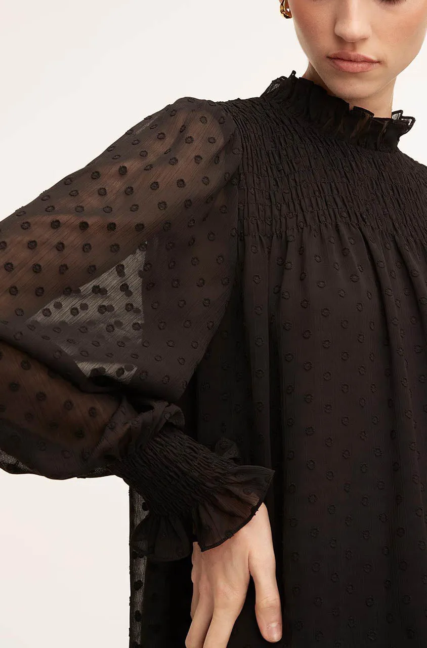 Clip Dot Blouse | Black REBECCA TAYLOR