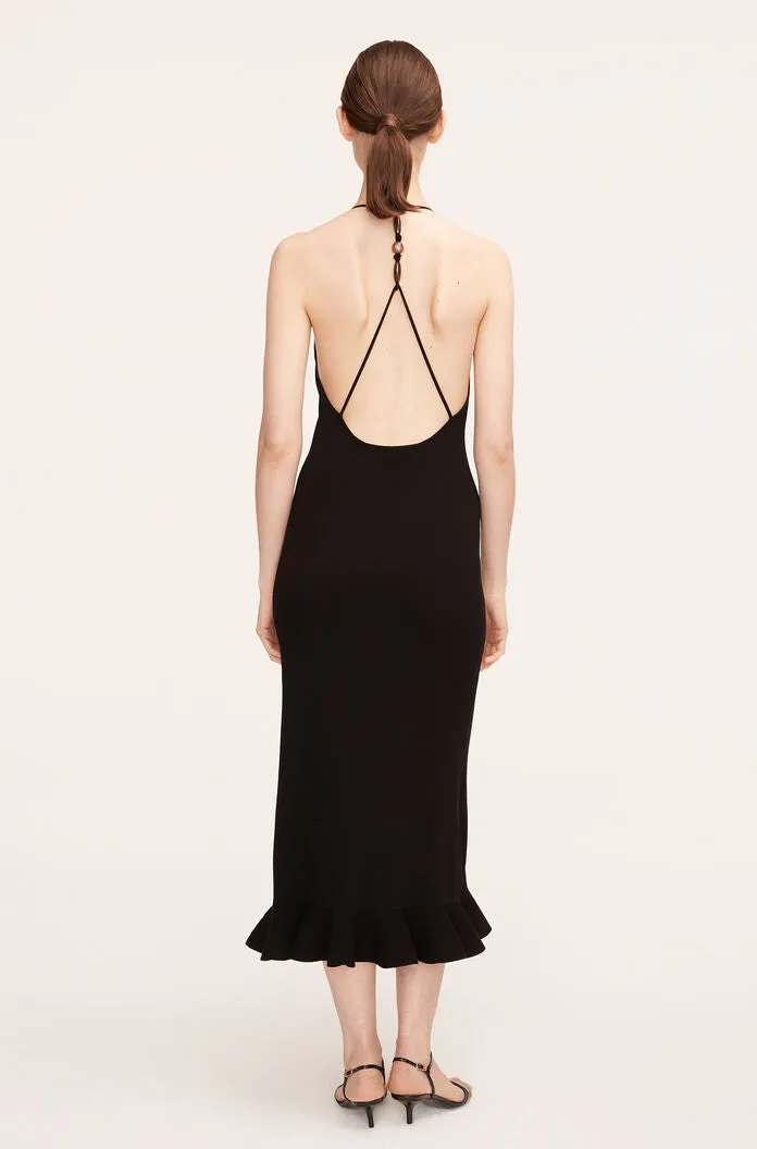 Compact Stretch Knotted Back Column Dress | Black REBECCA TAYLOR