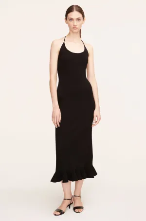 Compact Stretch Knotted Back Column Dress | Black REBECCA TAYLOR