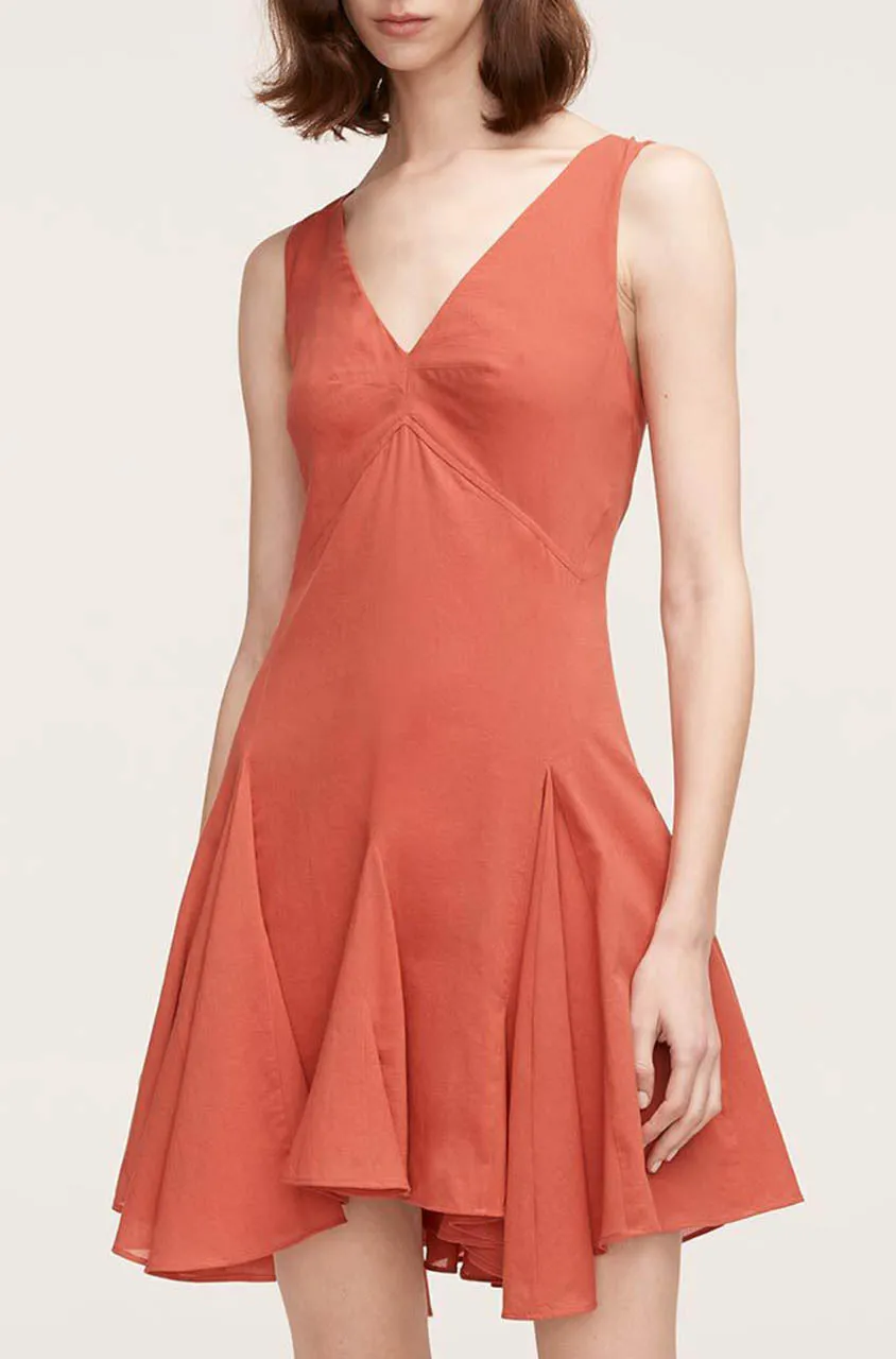 Cotton Voile Godet Dress | Carnelian REBECCA TAYLOR