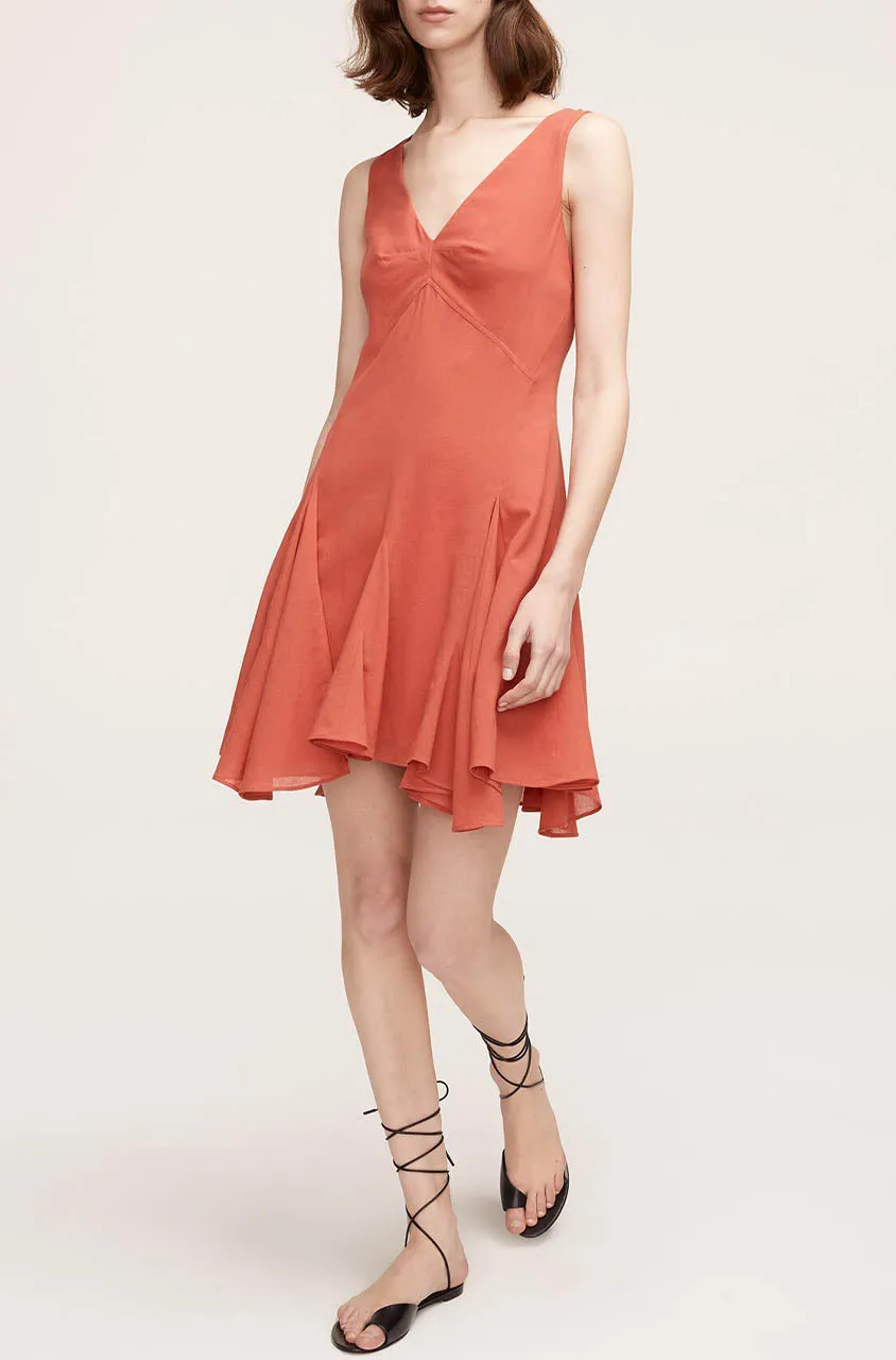 Cotton Voile Godet Dress | Carnelian REBECCA TAYLOR