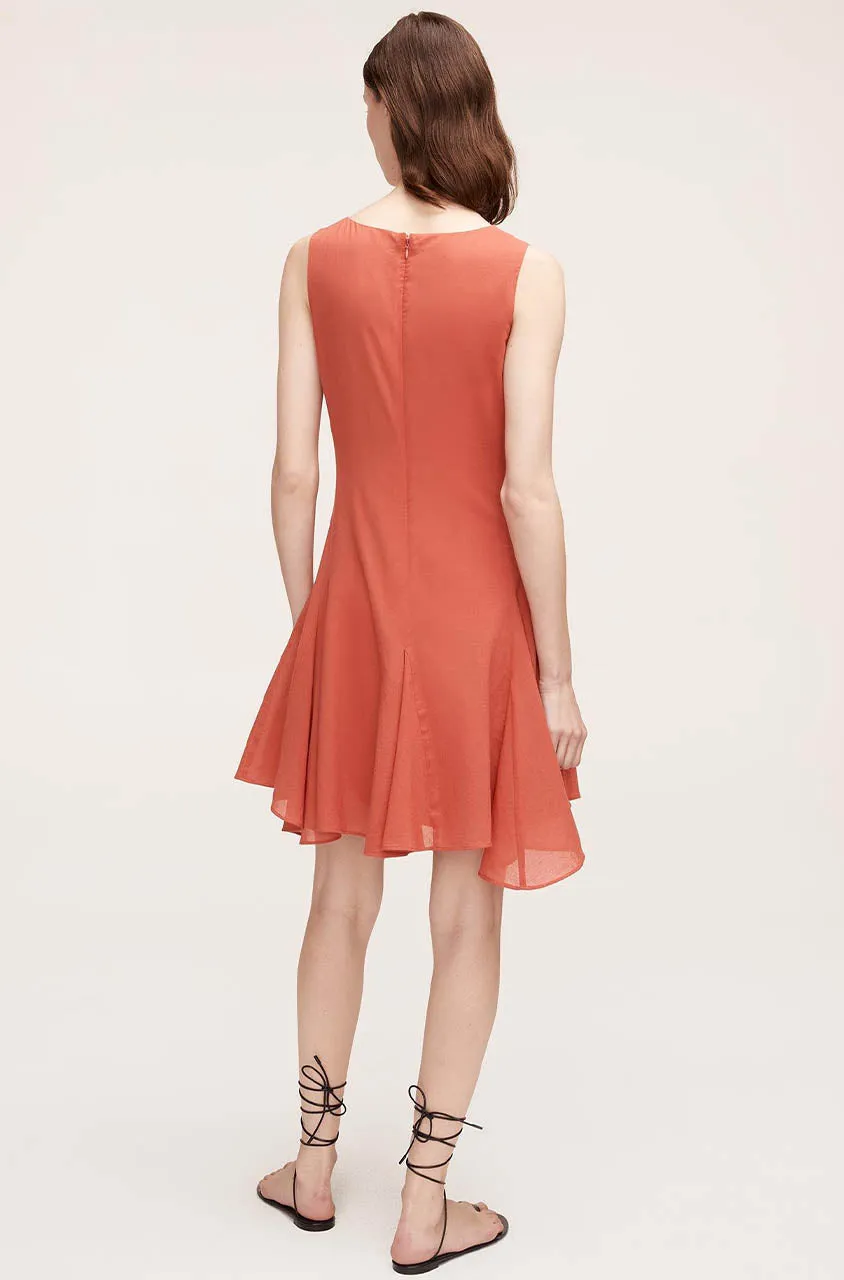 Cotton Voile Godet Dress | Carnelian REBECCA TAYLOR