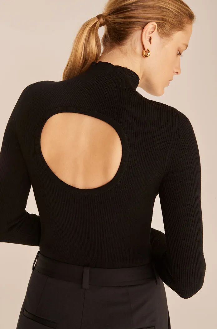 Crewneck Bodysuit | Black REBECCA TAYLOR