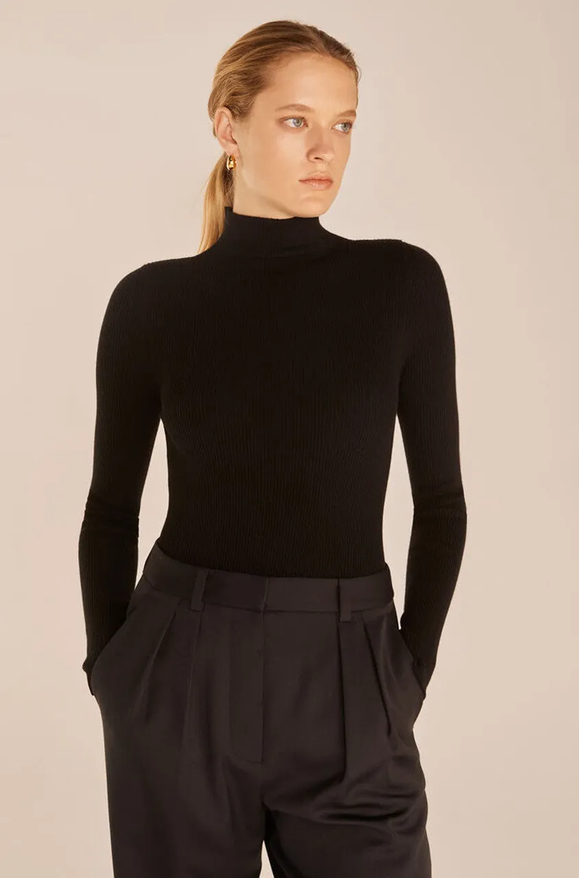 Crewneck Bodysuit | Black REBECCA TAYLOR