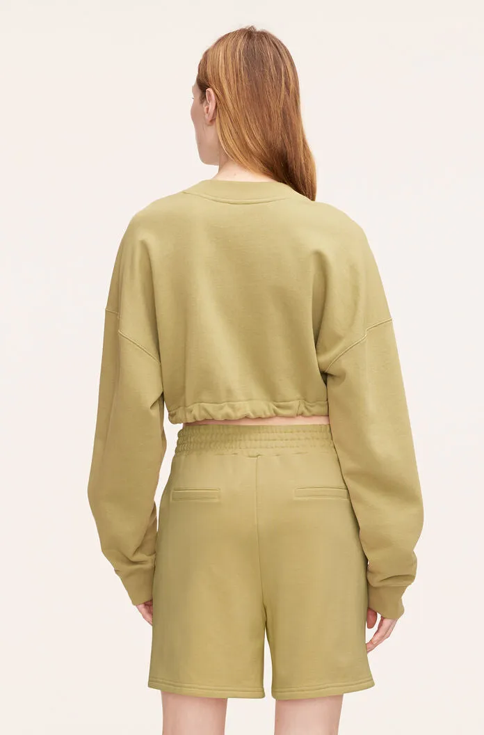 Cropped Terry Sweatshirt With Drawcord | Manzanilla REBECCA TAYLOR