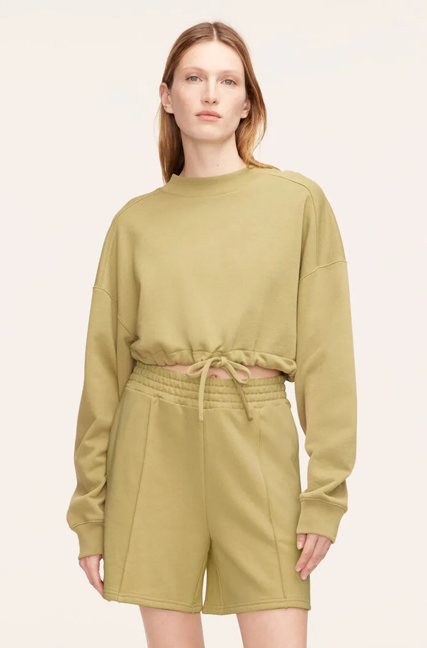 Cropped Terry Sweatshirt With Drawcord | Manzanilla REBECCA TAYLOR