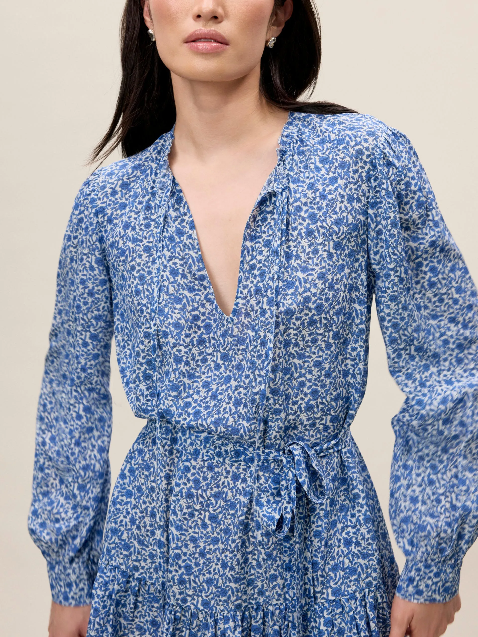 Delft Fleur Belted Dress | Indigo Combo REBECCA TAYLOR