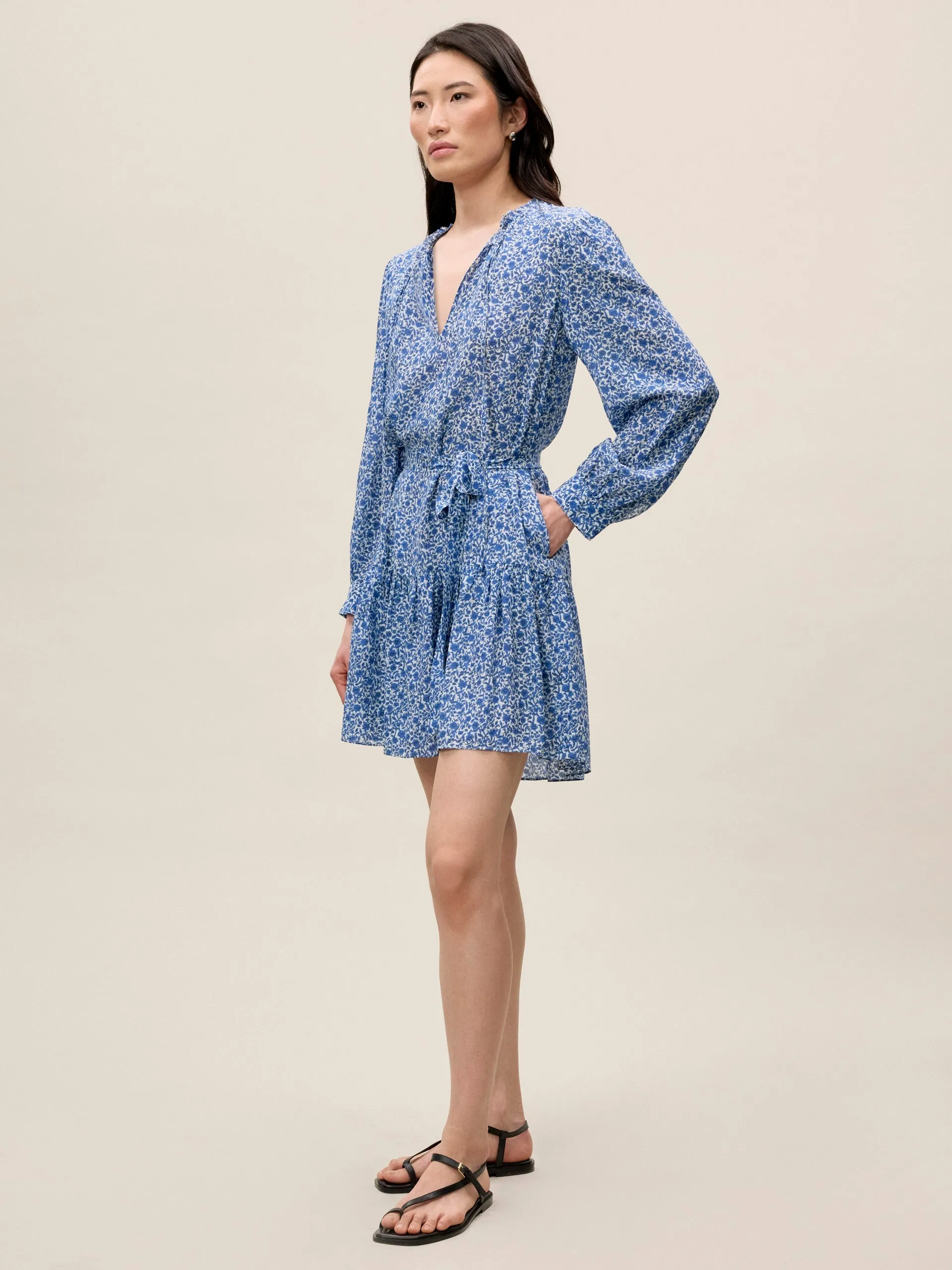 Delft Fleur Belted Dress | Indigo Combo REBECCA TAYLOR
