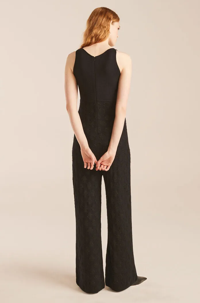Doily Jumpsuit | Black REBECCA TAYLOR