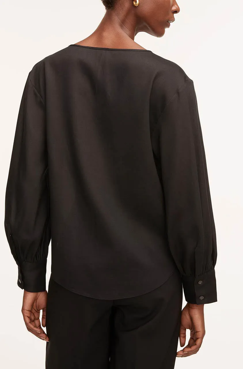 Drawstring Long Sleeve Blouse | Black REBECCA TAYLOR