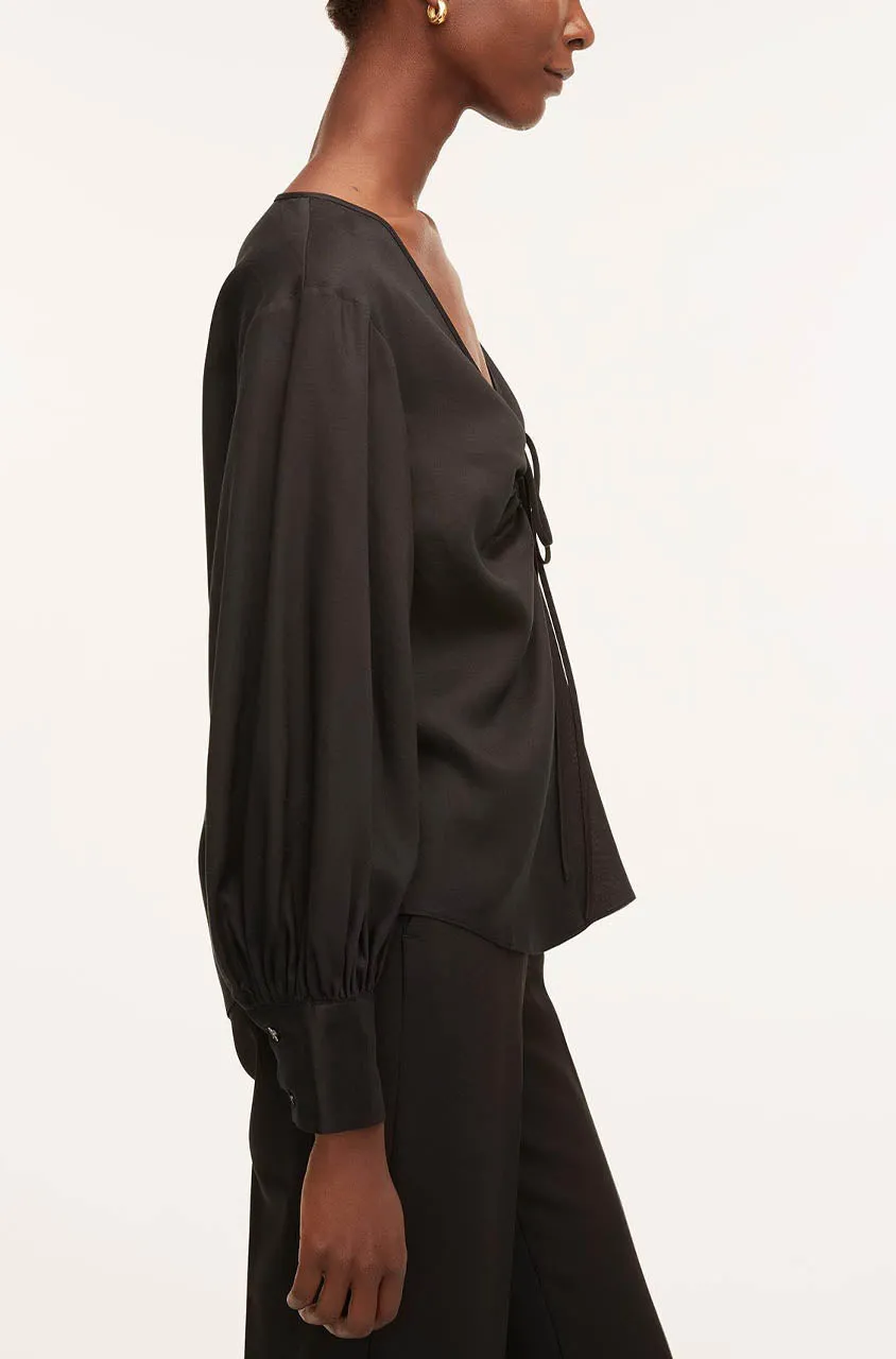 Drawstring Long Sleeve Blouse | Black REBECCA TAYLOR