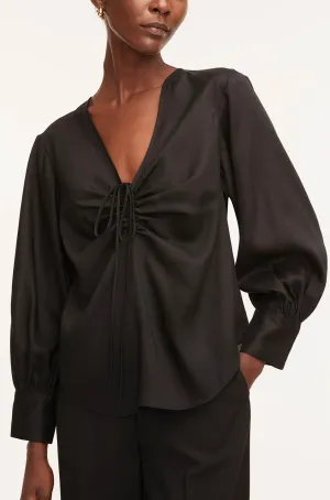 Drawstring Long Sleeve Blouse | Black REBECCA TAYLOR